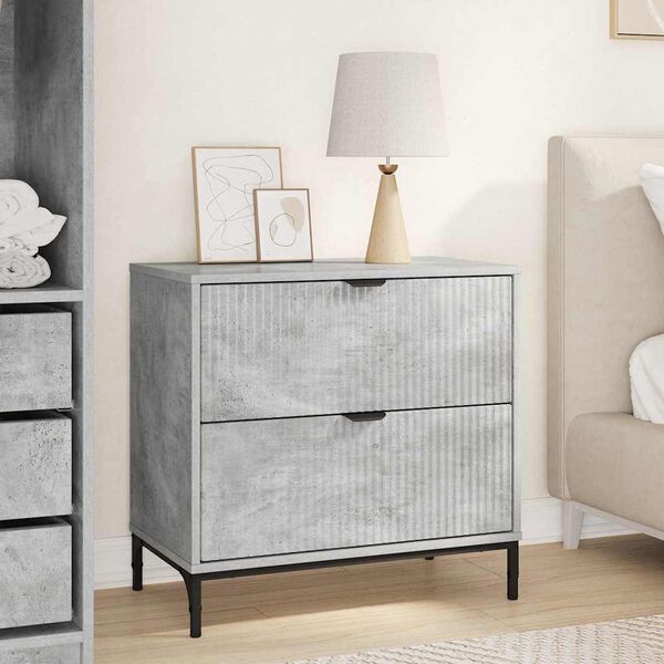 vidaXL Table de chevet Gris b&eacute;ton 63,5 x 36 x 61 cm Bois d'ing&eacute;nierie
