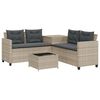vidaXL Canap&eacute; de jardin et table et coussins en forme de L gris clair