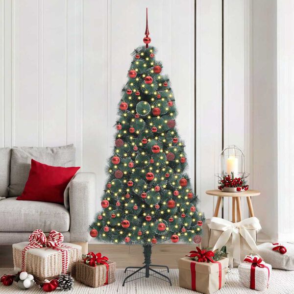 vidaXL Arbre de No&euml;l artificiel pr&eacute;-&eacute;clair&eacute; avec ensemble de boules