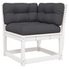 vidaXL Canap&eacute; d'angle de jardin et coussins blanc bois de pin massif