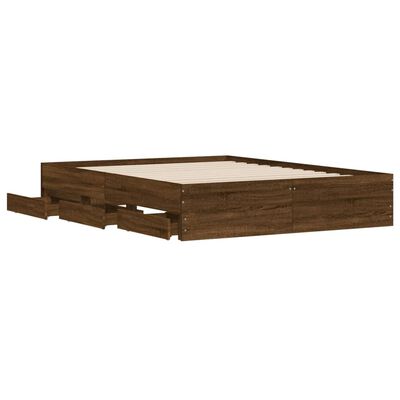 vidaXL Cadre de lit avec tiroirs sans matelas chêne marron 150x200 cm