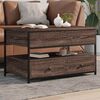 vidaXL Table basse ch&ecirc;ne marron 85x50x50 cm bois d'ing&eacute;nierie et m&eacute;tal
