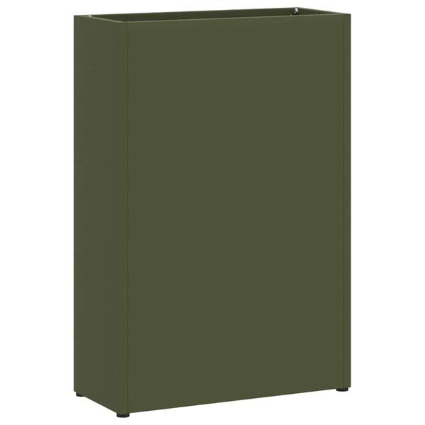 vidaXL Porte-parapluie Vert olive 28 x 12 x 41 cm Acier