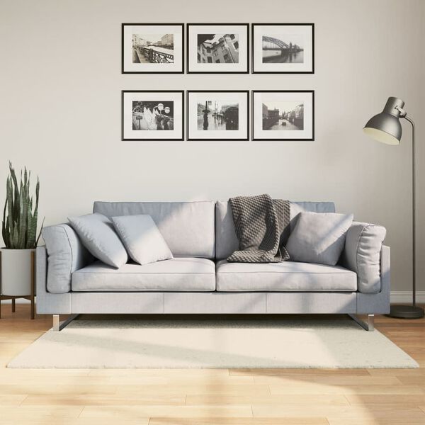 vidaXL Tapis ISTAN &agrave; poils longs aspect brillant cr&egrave;me 80x150 cm