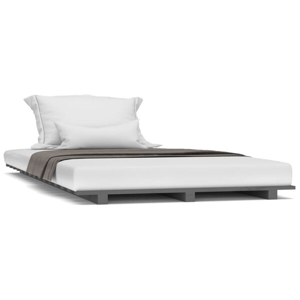 vidaXL Cadre de lit sans matelas gris 100x200 cm bois massif de pin