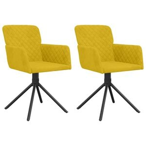 vidaXL Chaises pivotantes &agrave; manger lot de 2 Jaune Velours