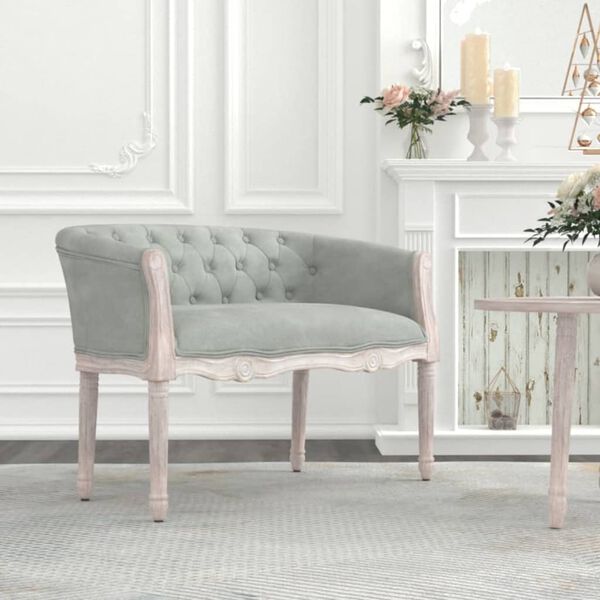 vidaXL Banc Gris clair 98x56x69 cm Velours