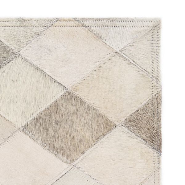 vidaXL Tapis Cuir v&eacute;ritable Patchwork 120 x 170 cm Diamant Gris