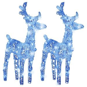 vidaXL Rennes de No&euml;l 2 pcs 80 LED Bleu Acrylique