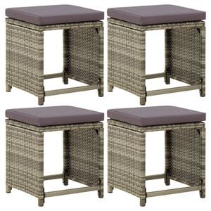 vidaXL Tabourets de jardin lot de 4 avec coussins R&eacute;sine tress&eacute;e Gris