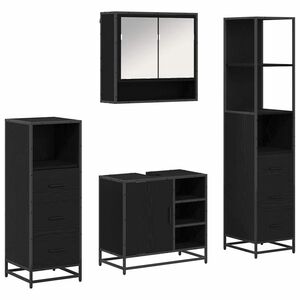 vidaXL Ensemble de mobilier de salle de bain 4 pc Ch&ecirc;ne noir
