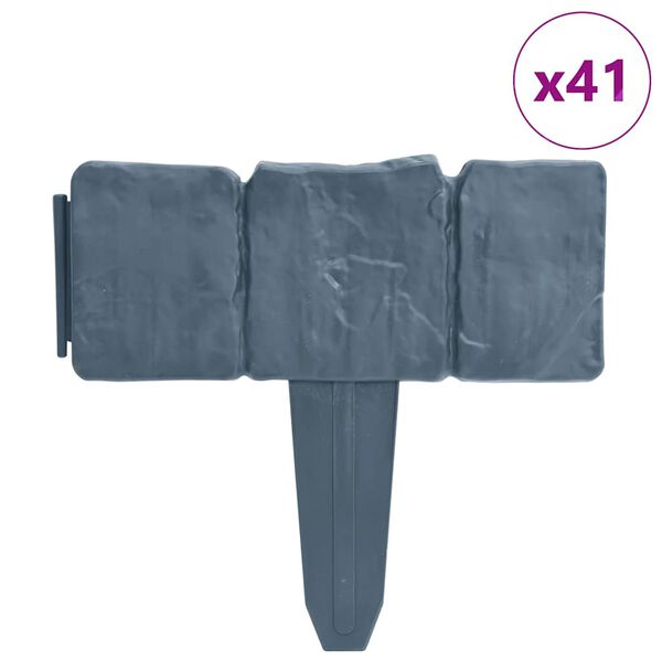 vidaXL Cl&ocirc;ture de jardin/pelouse plastique aspect de pierre 41 pcs 10m