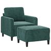vidaXL Fauteuil avec repose-pied Vert fonc&eacute; 60 cm Velours