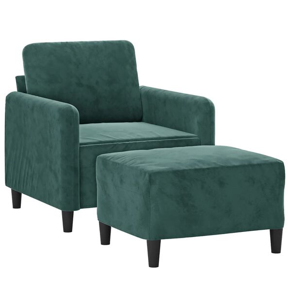 vidaXL Fauteuil avec repose-pied Vert fonc&eacute; 60 cm Velours