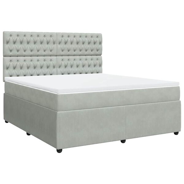 vidaXL Sommier &agrave; lattes de lit et matelas Gris clair 180x200cm Velours