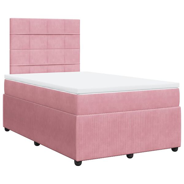 vidaXL Sommier &agrave; lattes de lit avec matelas rose 120x190 cm velours
