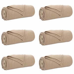 vidaXL Couvertures &agrave; jeter 6 pc Camel 170 x 130 cm 1.97 kg Polaire