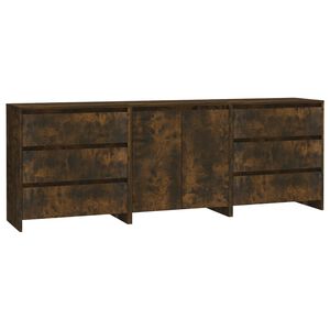 vidaXL Buffets 3 pcs Ch&ecirc;ne fum&eacute; Bois d'ing&eacute;nierie