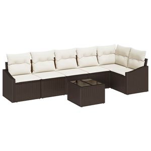 vidaXL Ensemble de Canap&eacute;s avec coussin 7 pcs Marron polyrotin
