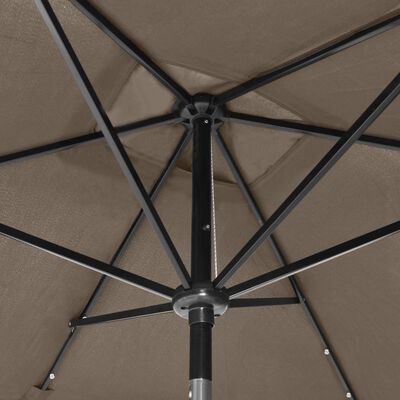 vidaXL Parasol de jardin avec LED et mât en acier taupe 2x3 m