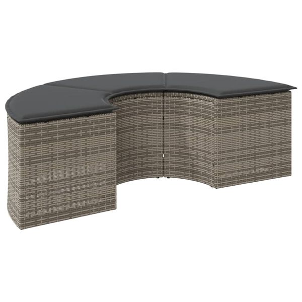 vidaXL Tabouret de jardin avec coussin gris r&eacute;sine tress&eacute;e