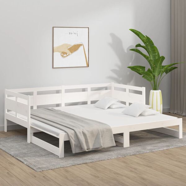 vidaXL Lit coulissant sans matelas blanc 2x(90x200) cm
