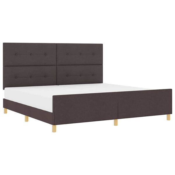 vidaXL Cadre de lit avec tête de lit Marron foncé 200 x 200 cm tissu