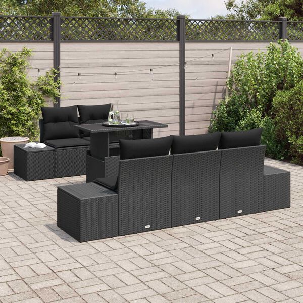 vidaXL Ensemble de canap&eacute; de jardin avec coussin R&eacute;glable 6 pcs Noir
