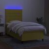 vidaXL Sommier &agrave; lattes de lit avec matelas et LED Vert 90x200cm Tissu
