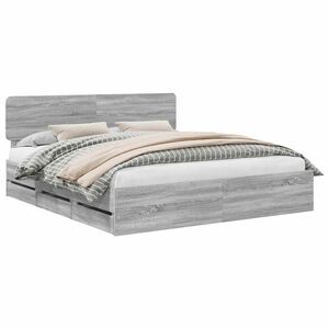 vidaXL Cadre de lit Gris Sonoma 200 x 200 cm Bois d&rsquo;ing&eacute;nierie