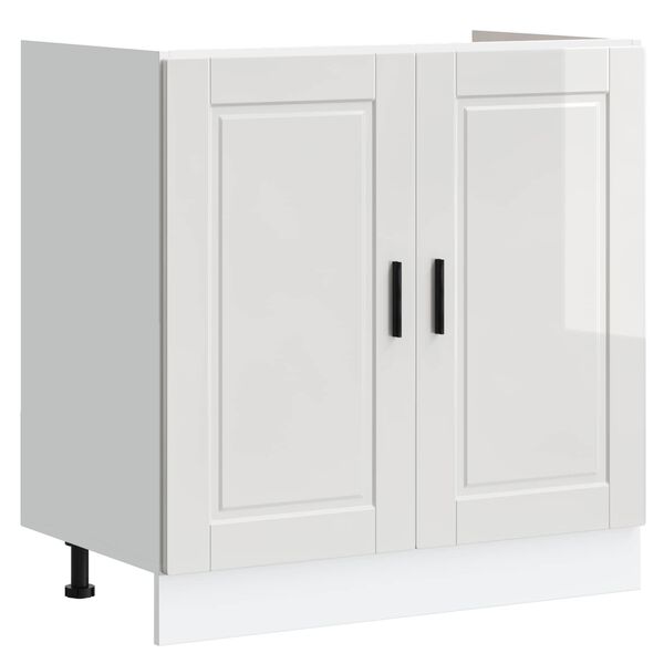 vidaXL Meuble sous &eacute;vier Porto 2 pcs Blanc Bois d'ing&eacute;nierie