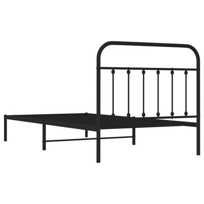 vidaXL Cadre de lit métal sans matelas avec tête de lit noir 100x200cm