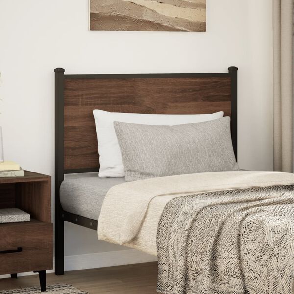 vidaXL T&ecirc;te de lit de remplacement ch&ecirc;ne marron 80 cm bois d'ing&eacute;nierie et acier