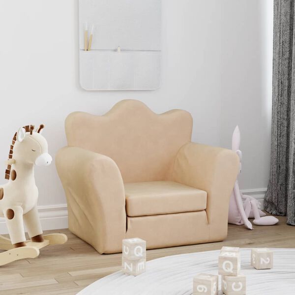 vidaXL Canap&eacute;-lit pour enfants Cr&egrave;me Peluche douce