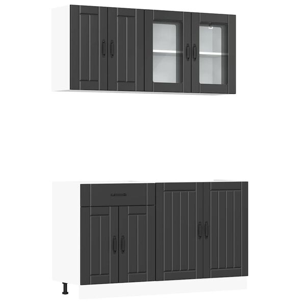 vidaXL Ensemble de 4 meubles de cuisine "Lucca" en bois d'ing&eacute;nierie noir