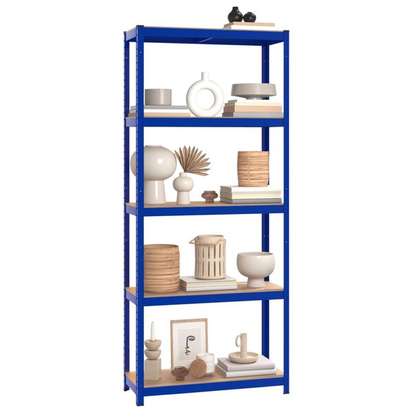 vidaXL &Eacute;tag&egrave;res &agrave; 5 niveaux 4pcs Bleu Acier et bois d'ing&eacute;nierie