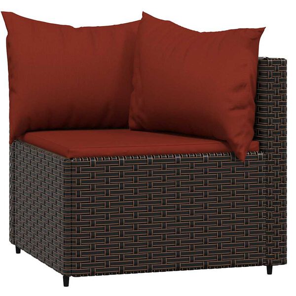 vidaXL Salon de jardin 3 pcs avec coussins marron r&eacute;sine tress&eacute;e