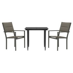 vidaXL Ensemble &agrave; manger de jardin 3 pcs noir textil&egrave;ne et acier
