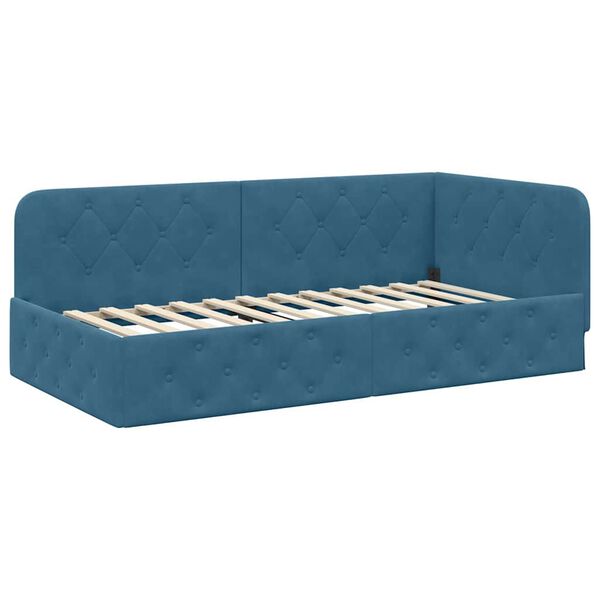 vidaXL Cadre de lit d'angle avec t&ecirc;te de lit Bleu 90 x 190 cm Velours