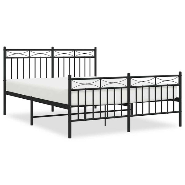 vidaXL Cadre de lit métal sans matelas avec pied de lit noir 135x190cm
