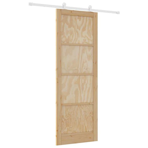 vidaXL Porte coulissante Marron 83 x 232 cm Pin massif