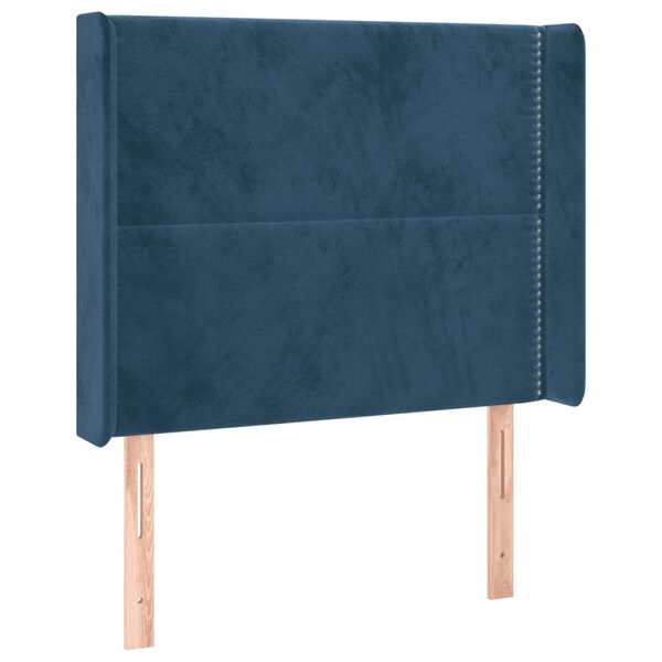 vidaXL T&ecirc;te de lit &agrave; LED Bleu fonc&eacute; 93x16x118/128 cm Velours