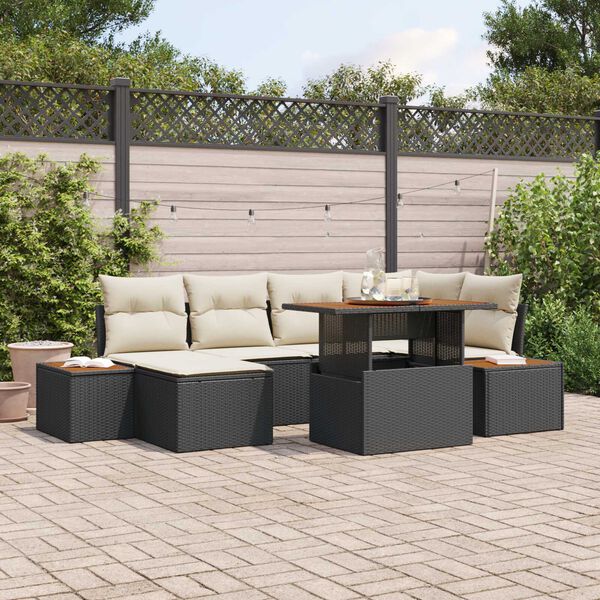 vidaXL Ensemble de salle &agrave; manger pour jardin 7 pcs Noir et Beige