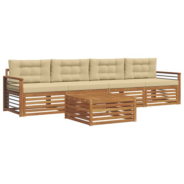 vidaXL Ensemble de canap&eacute;s d'ext&eacute;rieur 5 pcs Naturel et Beige