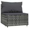 vidaXL Canap&eacute; central de jardin avec coussins gris r&eacute;sine tress&eacute;e