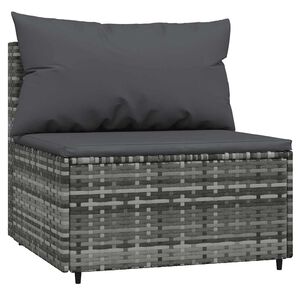 vidaXL Canap&eacute; central de jardin avec coussins gris r&eacute;sine tress&eacute;e