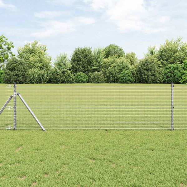 vidaXL Cl&ocirc;ture en fil soud&eacute; Argent 0.6 x 25 m