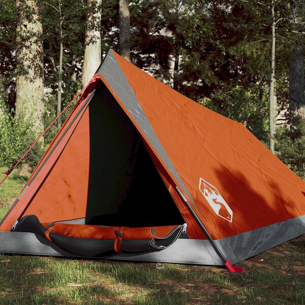 vidaXL Tente de camping 2 personnes gris et orange imperméable