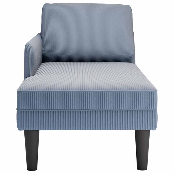 vidaXL Chaise longue avec coussin bleu tissu en velours c&ocirc;tel&eacute;