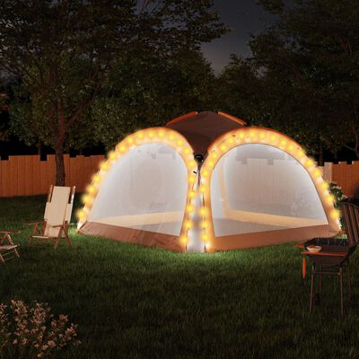 vidaXL Tente de réception LED et 4 parois 3,6x3,6x2,3 m Gris et orange